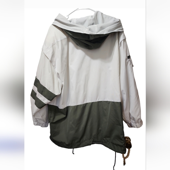 Mulberry St Women's  XL white green block hooded. Vtg. Anchor buttons. - Picture 12 of 12